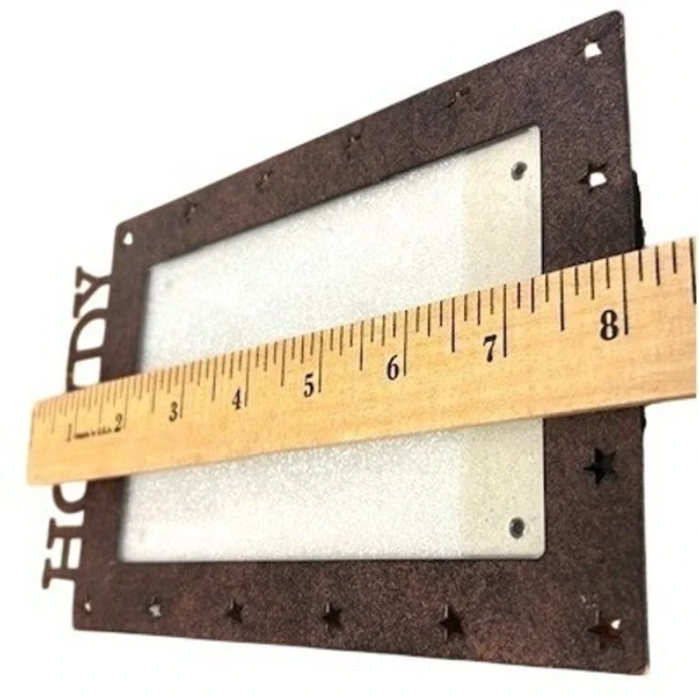 Rustic Metal Howdy Picture Frame Brown Western Star Cutout 4x6 Vertical Decor